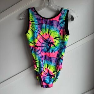 Neon Tie-Dye Gymnastics Leotard youth small